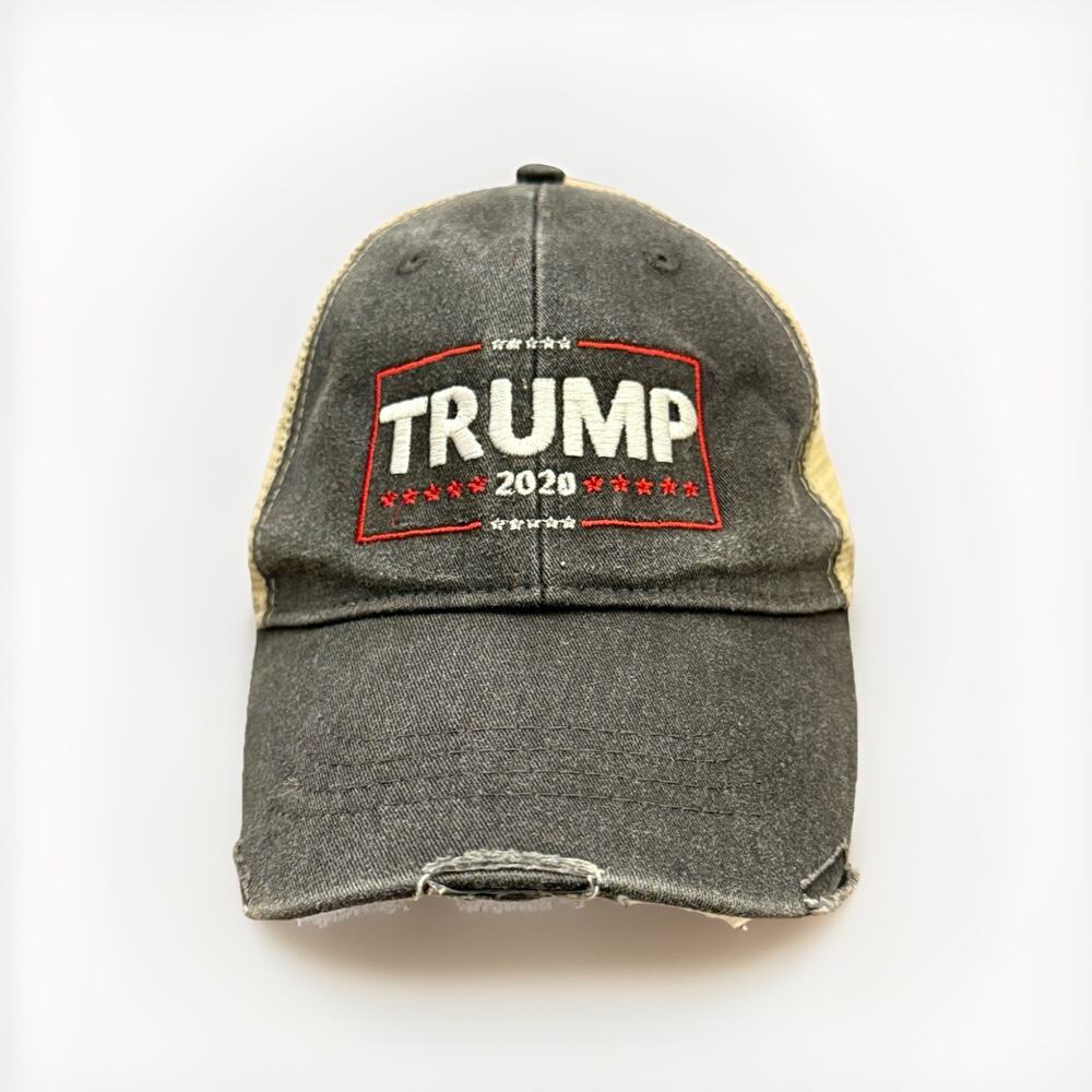 Trump 2020 Mens Gray Distressed Adjustable SnapBack Trucker Mesh Hat Cap Adams